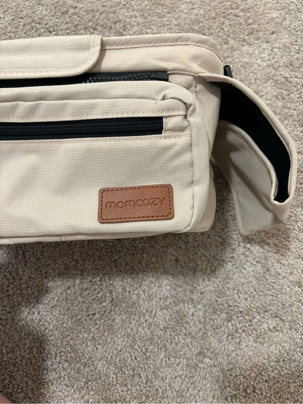 Momcozy Beige Stroller Organizer with Multiple Pockets and Insulated Holders